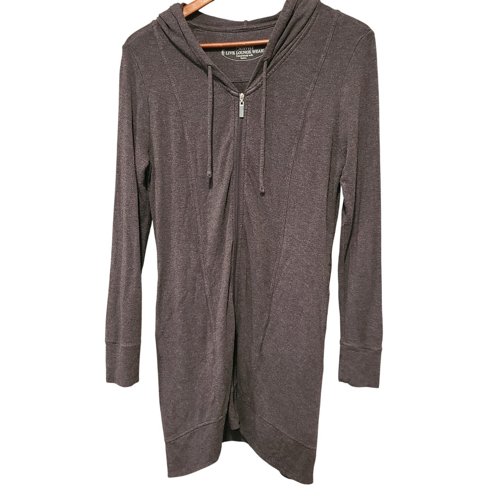 Soma Live Lounge Wear Brown Zip Up Hoodie Tunic XS Luxuriously Soft